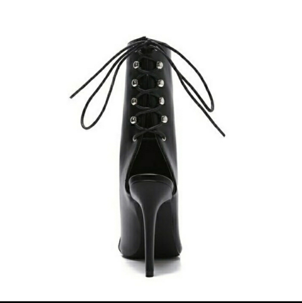 Almost GONE Lace Up Bootie Heels - Picture 4 of 5